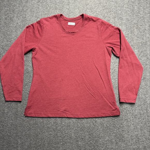 Columbia Long Sleeve T-Shirt Mens Large Maroon Red Logo Outdoor Cotton Blend - Picture 1 of 7